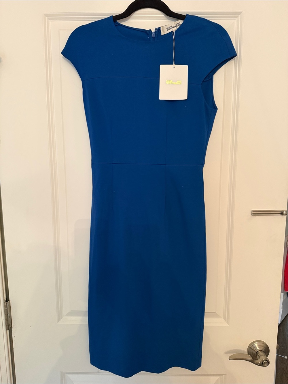 Diane Von Furstenberg Cobalt Blue Midi Sheath Dress